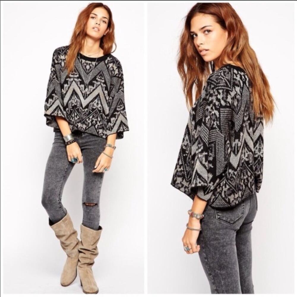 FREE PEOPLE Womens Pullover Crew Neck Superstar Knit Wool Crop Sweater Top XS - Picture 10 of 10